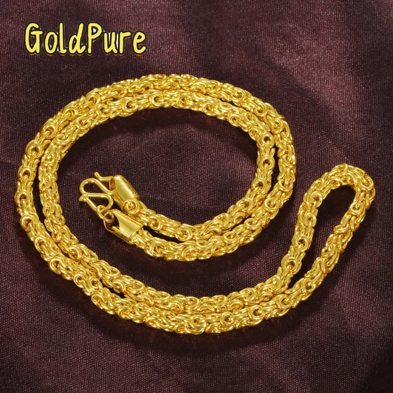 

Goldpure Men's 9999 24K Real Gold Fried Dough Twists Necklace 60cm Long 24K Real Gold Men's Necklace