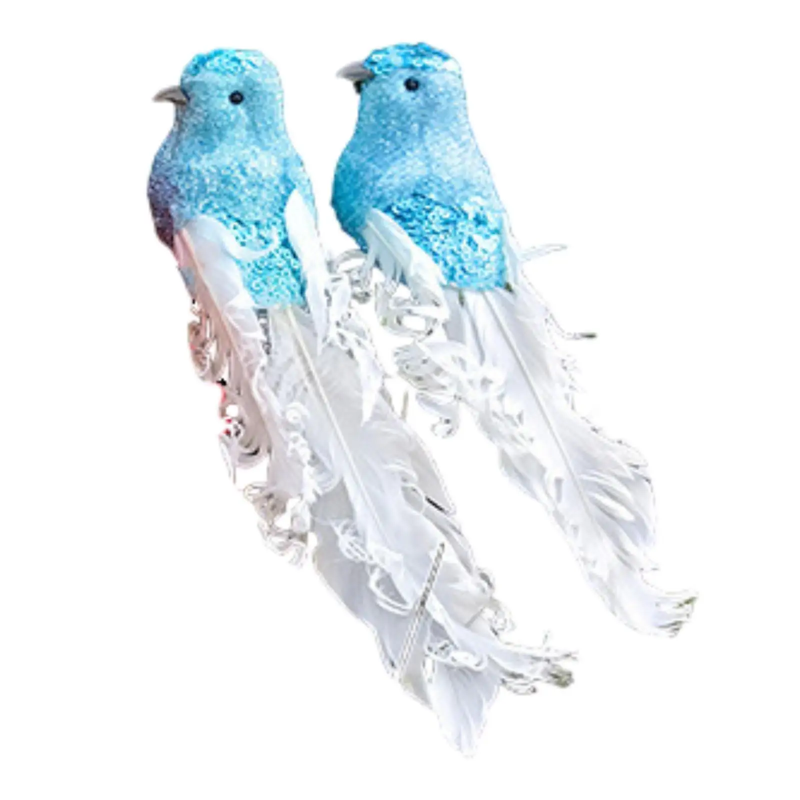 2x Artificial Birds Statues Decoration Collectible Christmas Decoration Ornaments Artificial Feather Figurines for Yard Outside