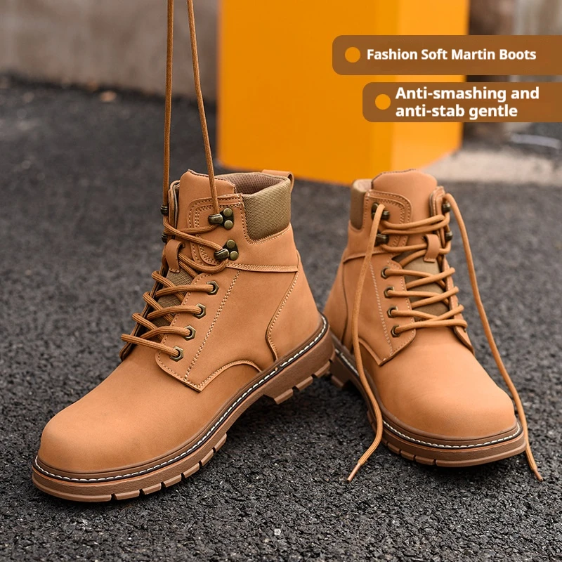 Safety Shoes Waterproof Work Shoes Steel Toe Boots Anti Smash Safety Boots Fashion Work Sneakers Men Work Boots Indestructible