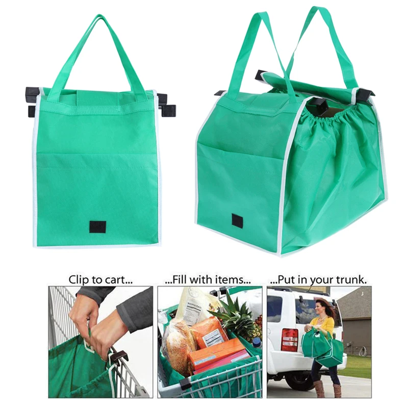 Eco-Friendly Foldable Reusable Shop Handbag Supermarket Thicken Trolley Shopping Cart Totes Portable Grocery Store Bags