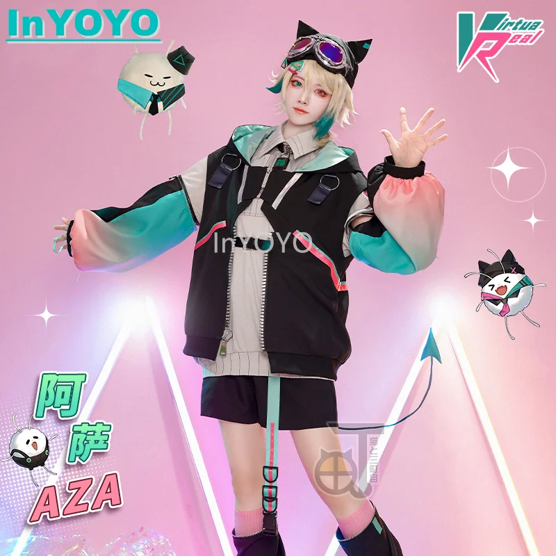 InYOYO Aza Cosplay Costume VirtuaReal VTuber New Clothes Fashion Handsome Uniform Game Suit Halloween Party Outfit 2023