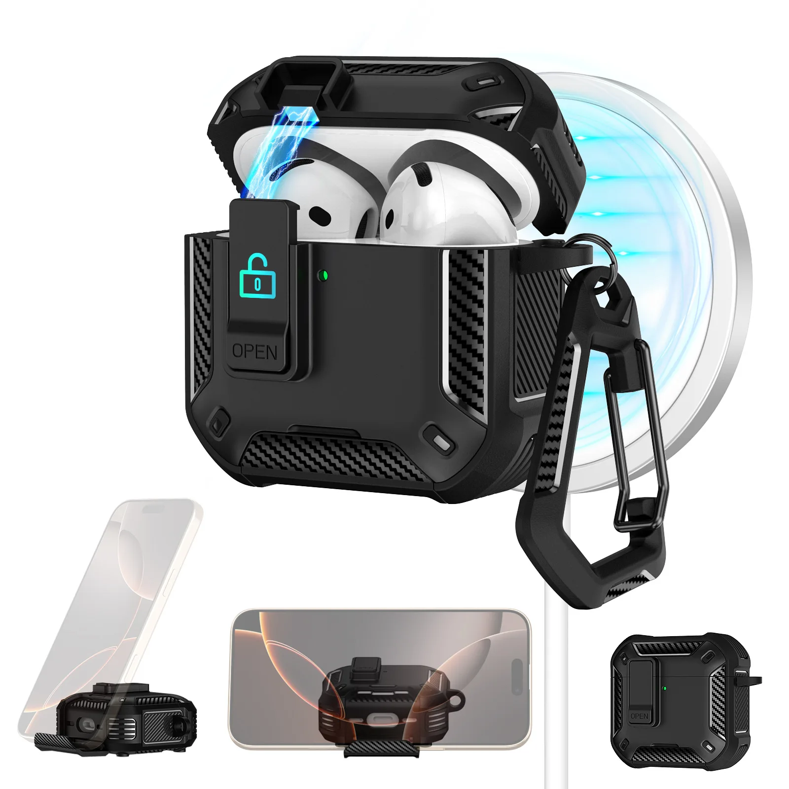 

Suitable for AirPods pro3 headphone case for AirPods 3rd 4th lock switch bracket magnetic suction creative anti drop case pro2