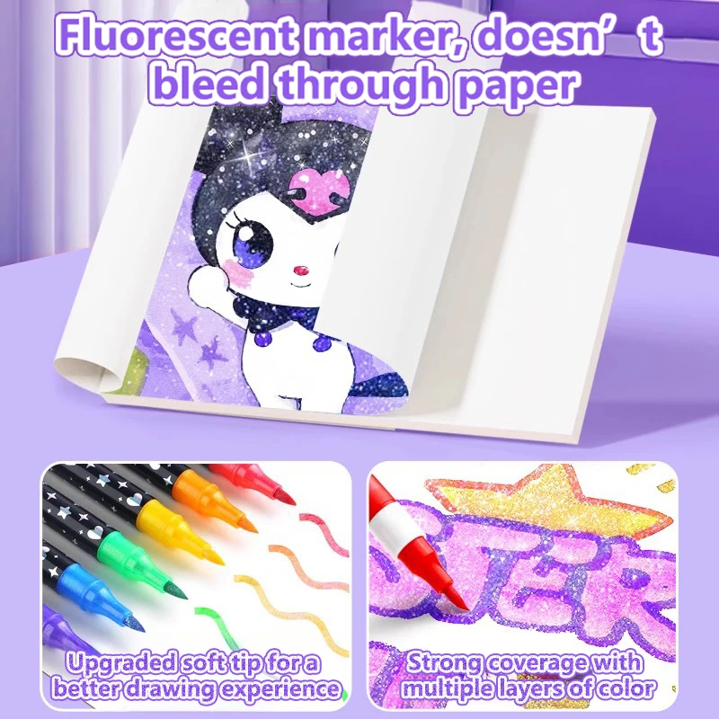 24-96 لون بريق فرشاة علامات أقلام علامات أقلام تحديد طرف مزدوج بريق علامات مجموعة للأطفال الكبار رسم رسم بطاقة صنع #2