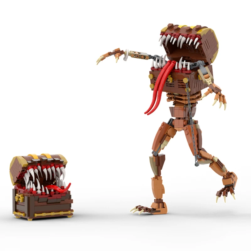 

Строительные блоки Mimic Chest Monster MOC, фэнтезийная коробка сокровищами с зубцами, ролевая игра, вдохновленная своими руками для настольных фанатов