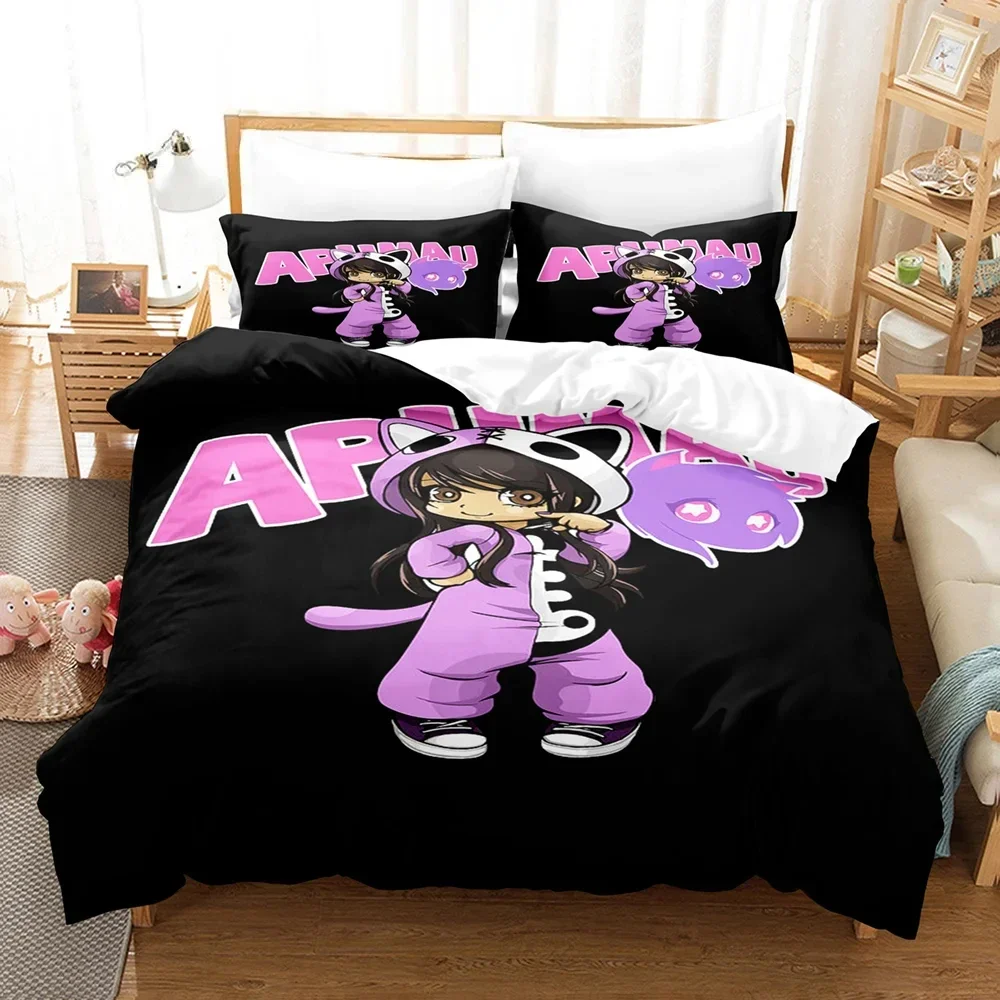 3D Print Cartoon Anime Aphmau Bedding Set Duvet Cover Bed Set Quilt Cover Pillowcase Comforter king Queen Size Boys Adult