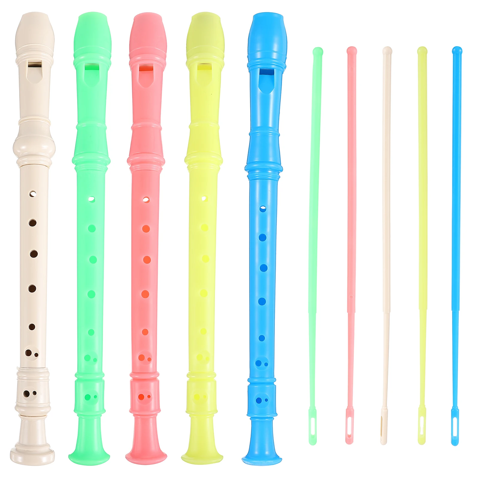 

5Pcs Colored Soprano Recorder for Bright Mixed Colors Smooth Finish Safe ABS Material Enhances Melody Recognition 8 Holes