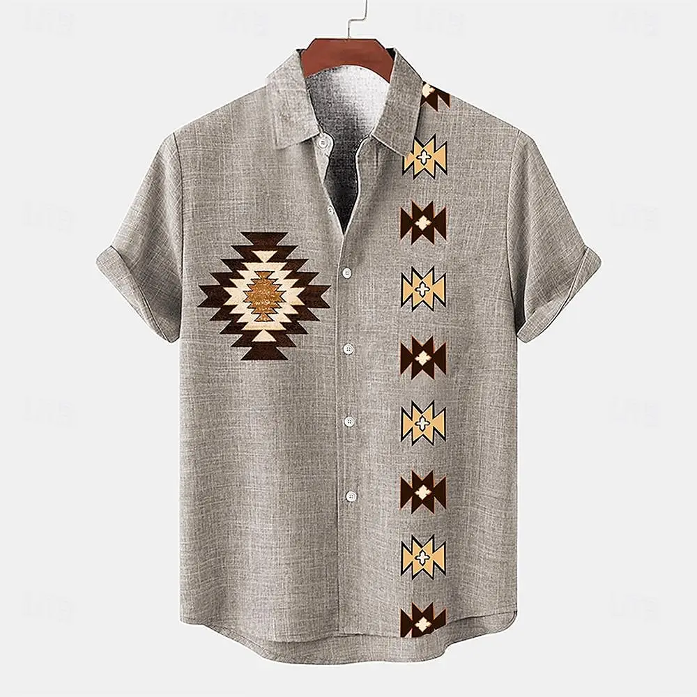 

Flax African Tribe Bestseller Cartoon Art Large Pattern Retro Shirt Fashion 2024 Hawaii Shirt Plus Size Daily Street