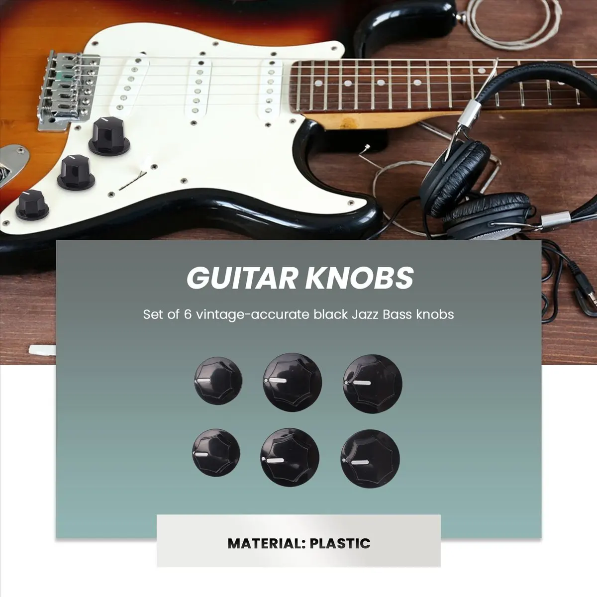 (ABYM) 6Pcs Control Knob Volume Audio Control Knobs for Jazz Bass Electric Guitar Parts