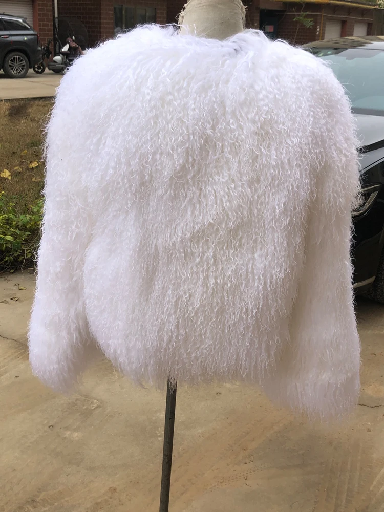 winter women real fur coat  Mongolia Sheep Fur jacket full pelt