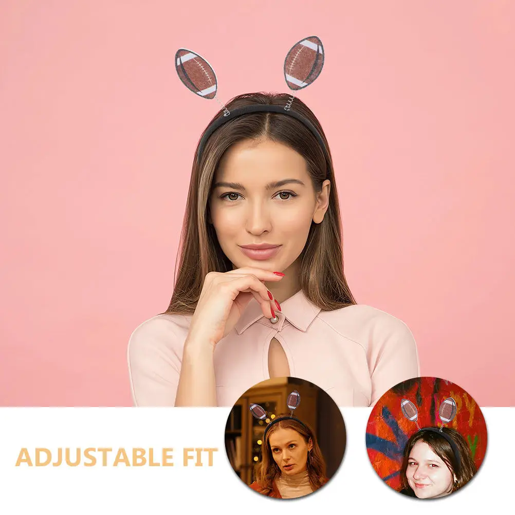 3Pcs Football Headwear for Women Adjustable Festive Headband American Football Game Day Party Supplies Photo Booth Decor