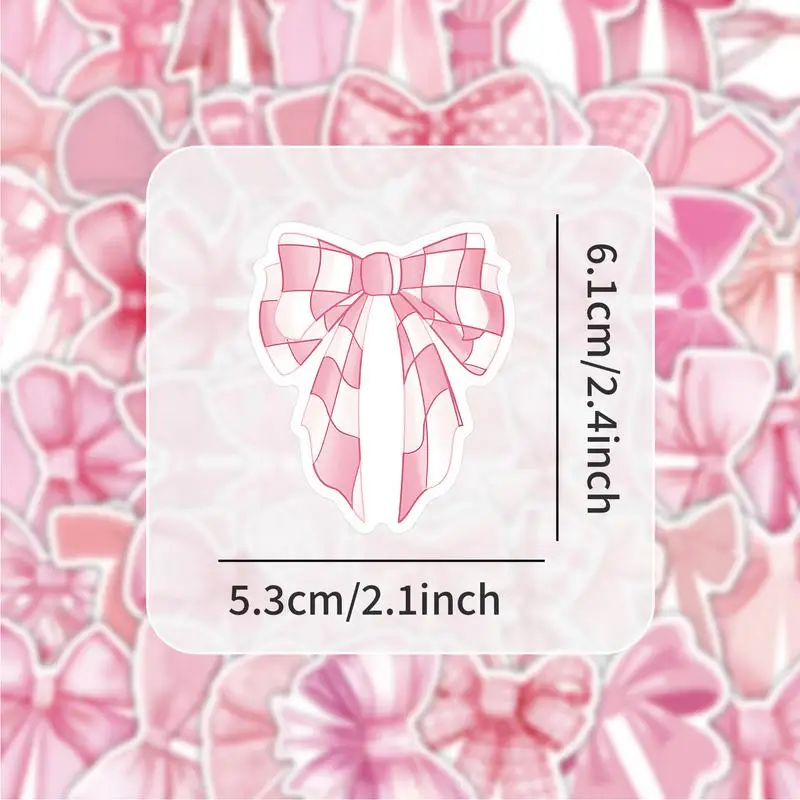 100 STKS Roze Strik Stickers Esthetische Graffiti Decoratie Coquette Strikken Sticker Plakboek Bagage Laptop ​   Gitaar Kinderen Meisje Speelgoed