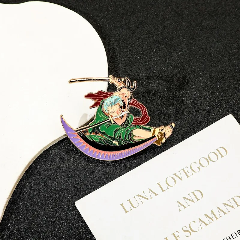

One Piece Roronoa Zoro Metal Badge One Piece Anime Cartoon Badge High End Brooch Commemorative Environmental Children Kids Gifts