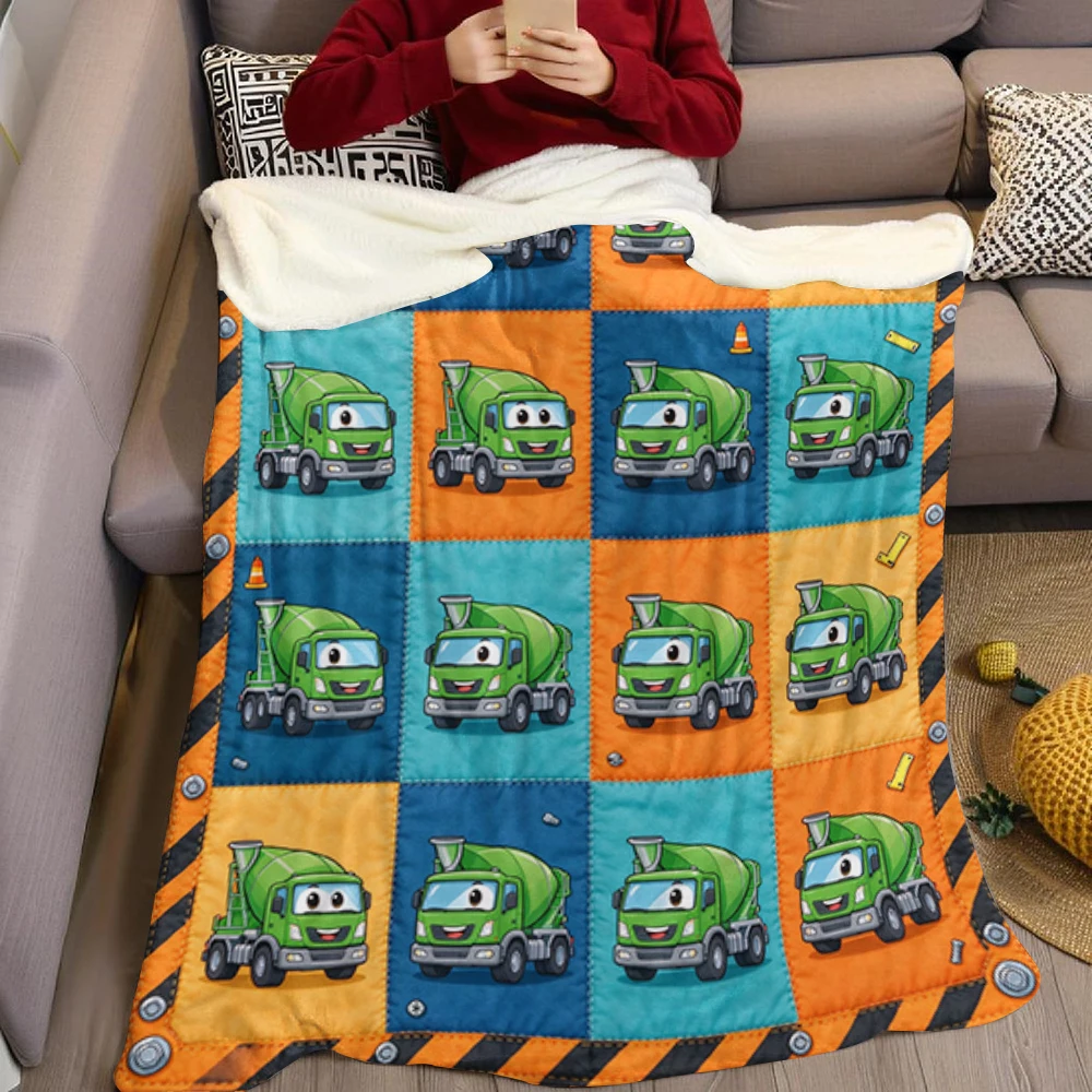 Green Mixer Star Heart Flannel Blanket Perfect for Sofa Office Bed Travel Sleep Read Relax Camping Four Season Use