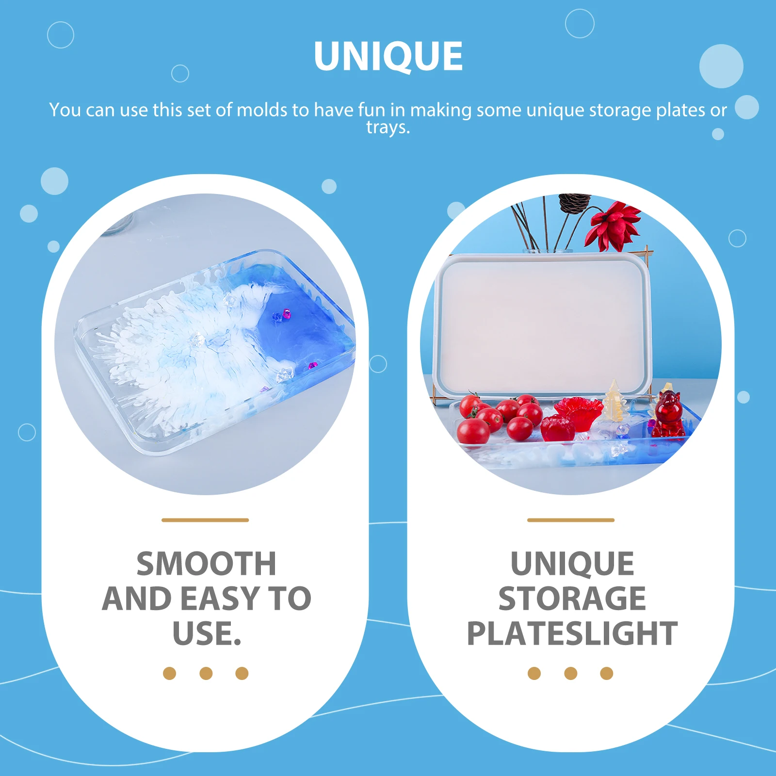 

1Set Large Square Plate Mold DIY High Flexibility Silicone Mold Crystal Epoxy for Tray Making Storage Holder Organizer