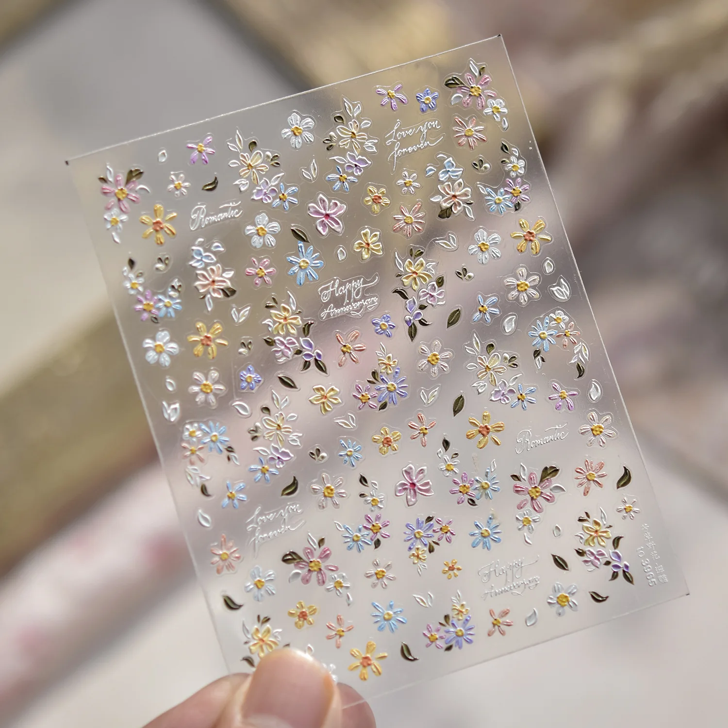 1Pc 5D Colorato Margherita Fiori Foglia Adesivo per unghie Morbido Rilievo in rilievo Carino Margherite Decalcomania per manicure FAI DA TE Floreale giapponese Cursore per unghie