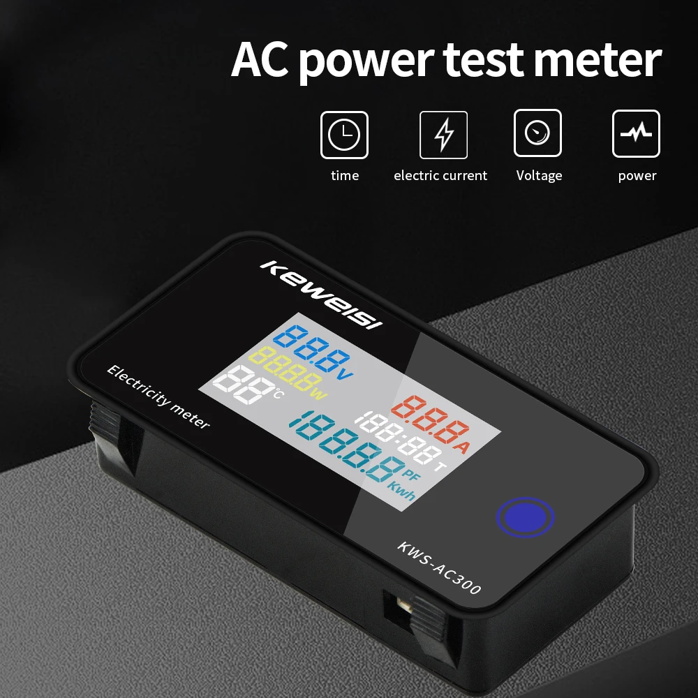 KWS-AC300 Digital AC Voltmeter Wattmeter Power Current Energy Ammeter Temperature Humidity Meter Voltage Tester 0-100A