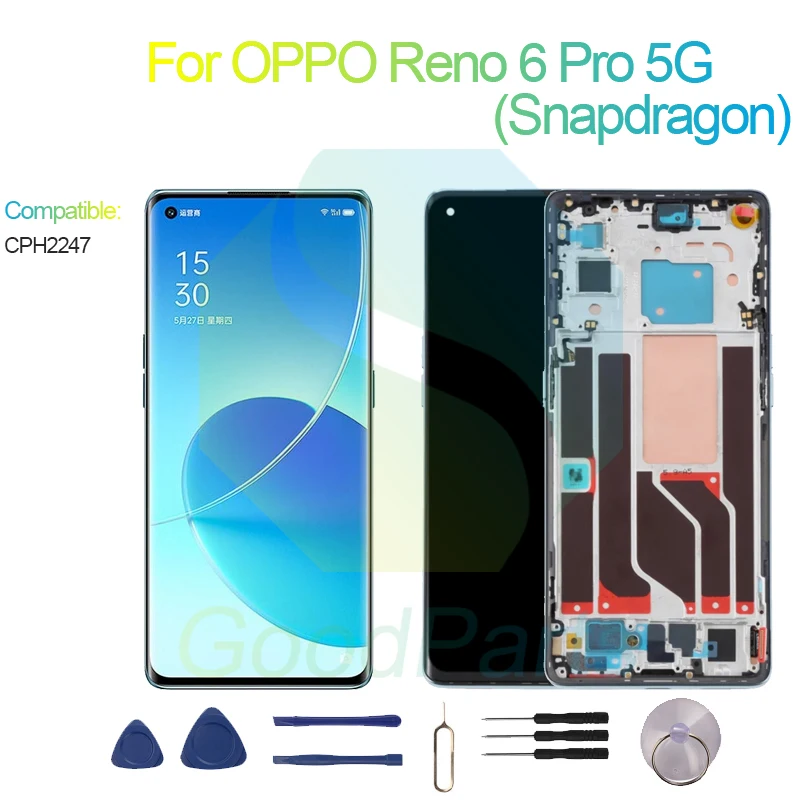 

For OPPO Reno 6 Pro 5G (Snapdragon) Screen Display Replacement 2400*1080 CPH2247 Reno 6 Pro 5G CPH2247 LCD Touch Digitizer