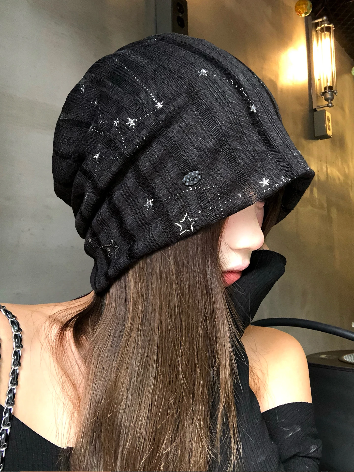 Retro Korean Star Connection Poncho Hat Women's Face Slimming Casual Versatile Atmosphere Feeling Overhead Capsule Hat