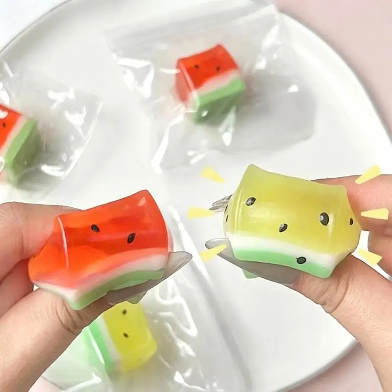 1Pcs Cute Watermelon Ice Cube Fidget Adult Decompression Toy Anti-Stress Slow Rising Fruit Soft Stress Relief Squeeze Toys