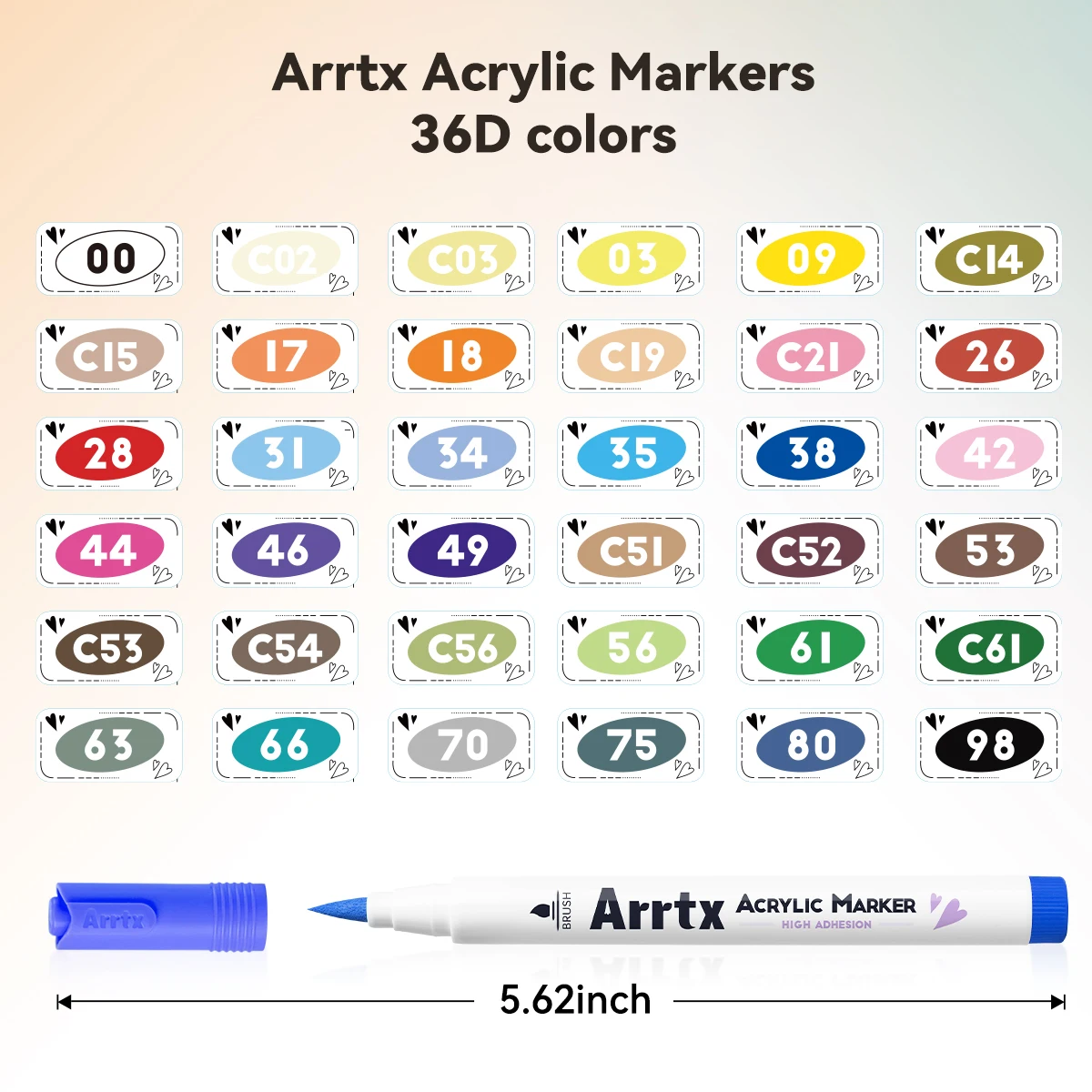 Arrtx 36 Colors Acrylic Marker for Rock Painting, Extra Brush Tip Paint Markers, Art Supplies, Fabric Paint, Fabric Markers