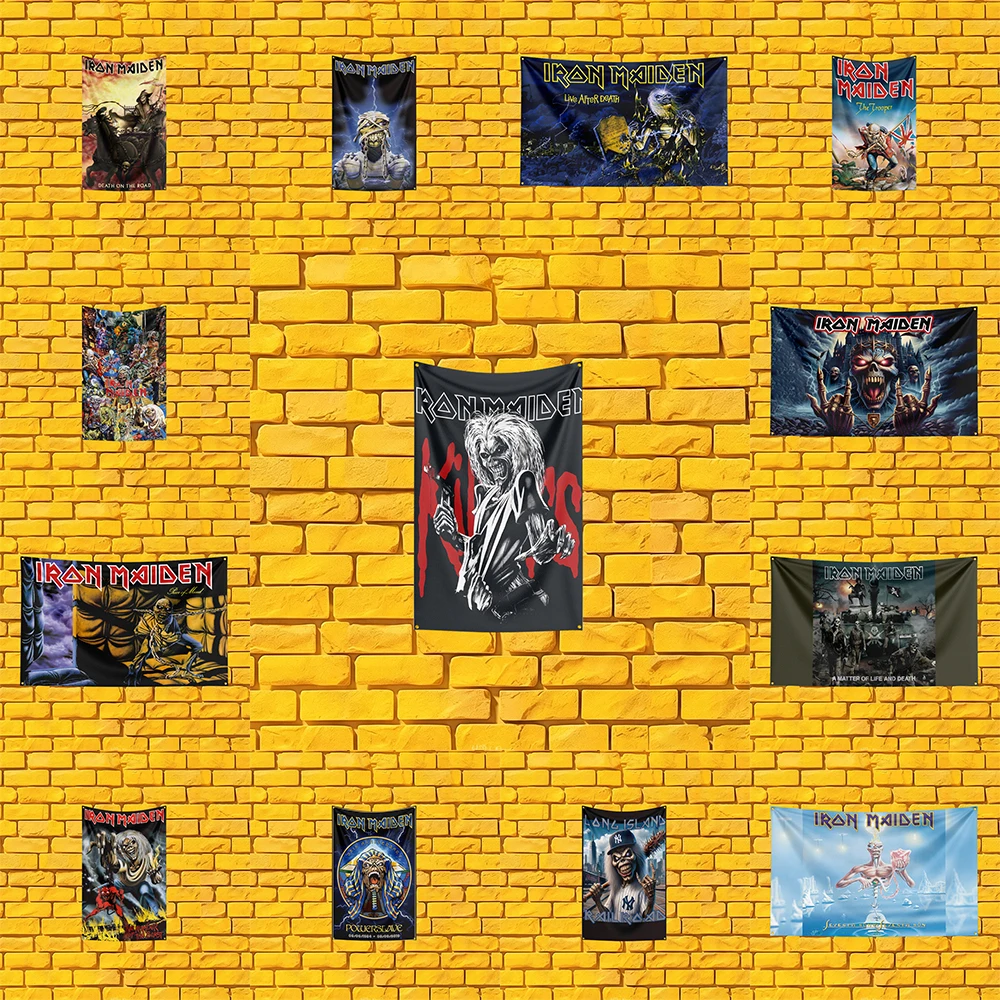 Iron Maiden Inspired Rock Band Flag 3x5 FT Polyester Banner For Man Cave Wall Decor Fan Gift