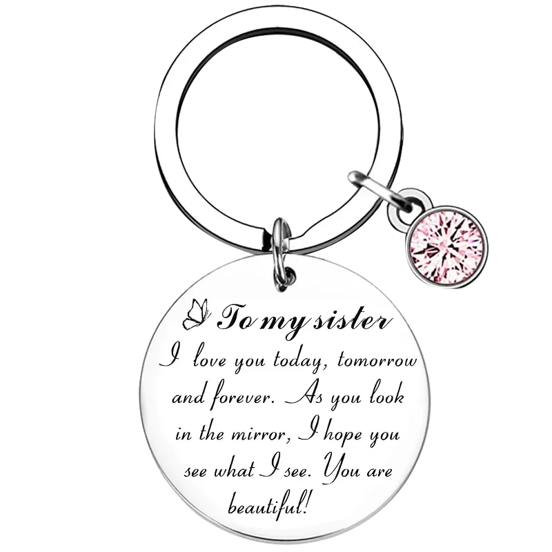 Metal Sister Birthday Keychain Big Little Sister Key Chain Pendant Sweet 16 Birthday gift