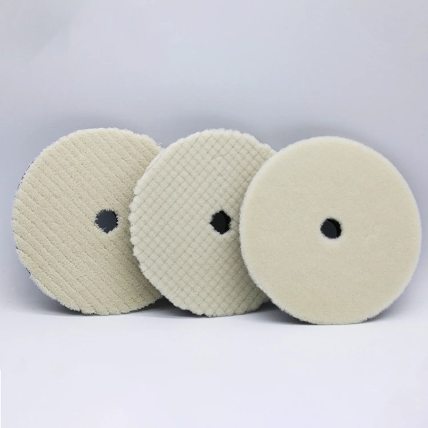 3Pcs 5/6 Inch Wool Buffing Pads,  Wool Cutting & Polishing Pad Kit for DA Polisher, Low Lint Paint Correction Pads