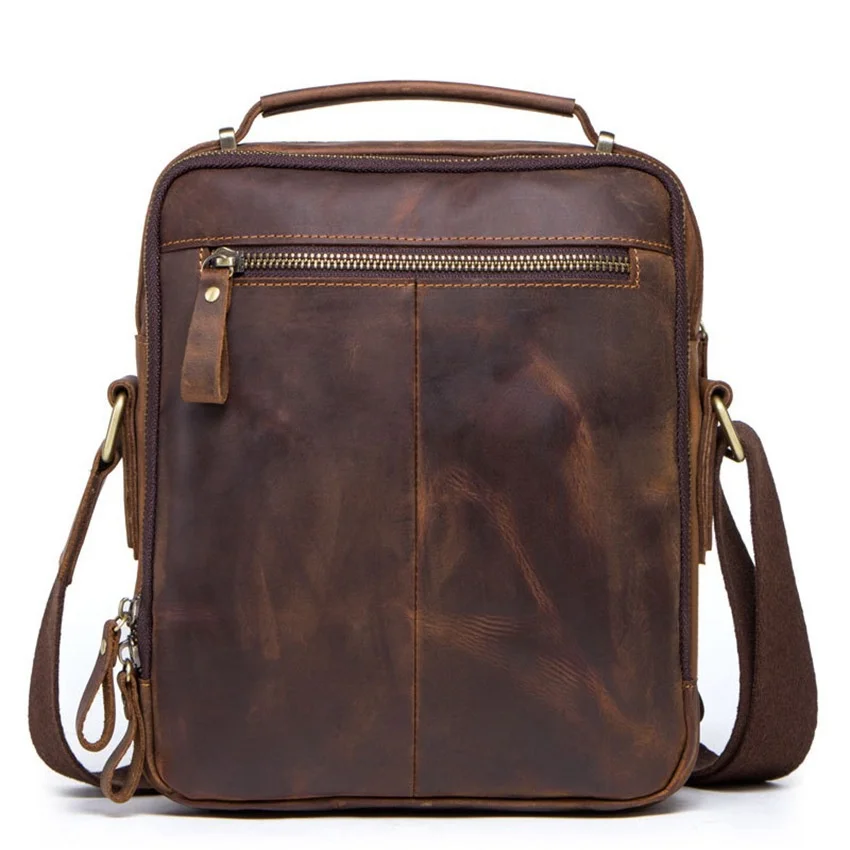 New Retro Cow Leather Men's Shoulder Bag Leisure Sling Bag Business Crossbody Bags Large Capacity Messenger Bag