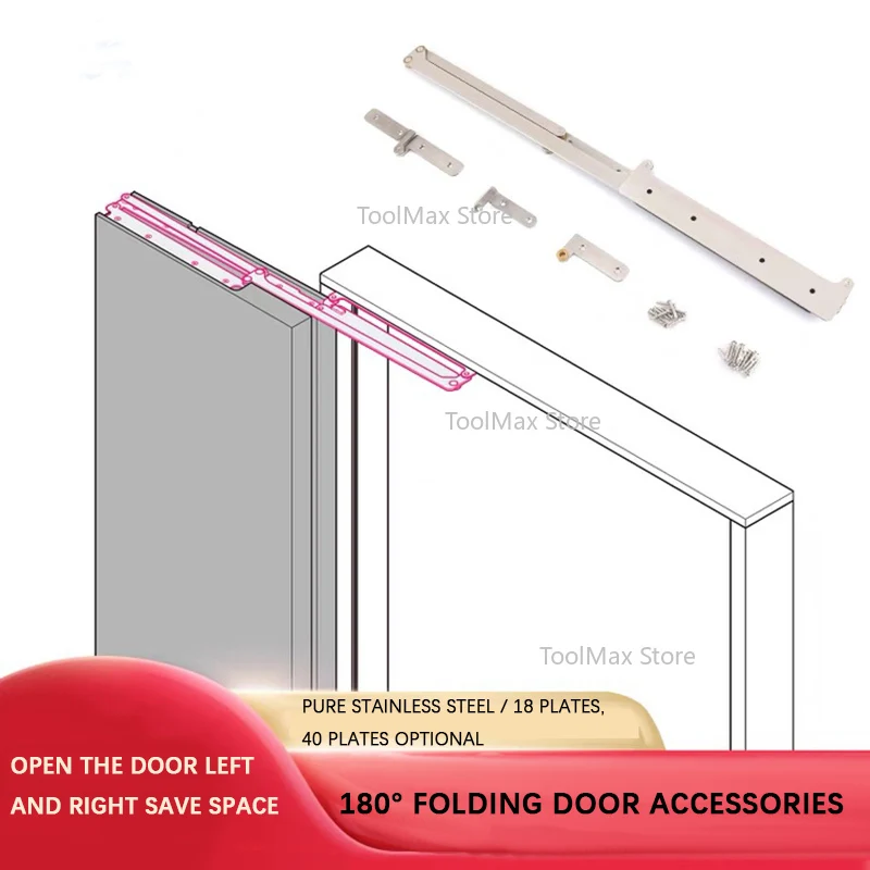 2025 New 180 Degree Bifold Door Hardware Stainless Steel Folding Door System Sliding Barn Door Accessories