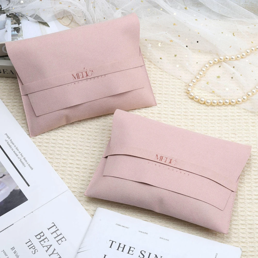 

Ожерелье с тиснением на заказ, упаковка для ювелирных изделий из микрофибры, конверт для свадебных подарков, косметическая бархатная сумка для сережек с пылью