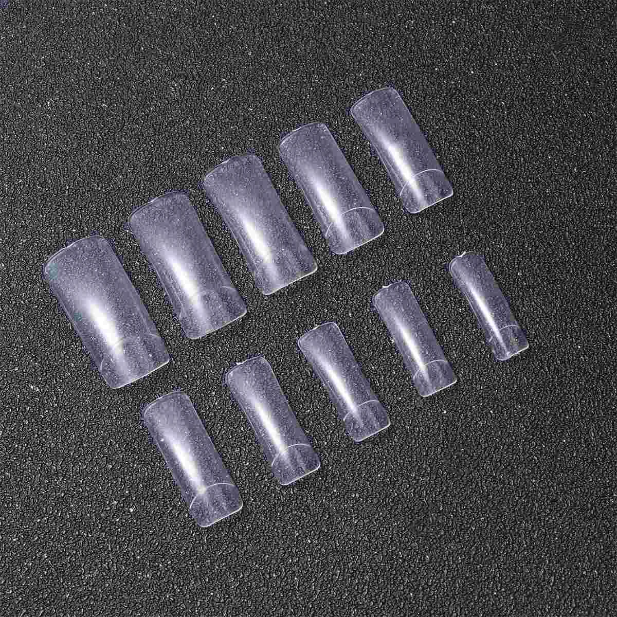 

500pcs Fake Nails Pieces French Manicure Extension Pieces with Pouch for Store Home (Transparent Color, Half Sticking Style)