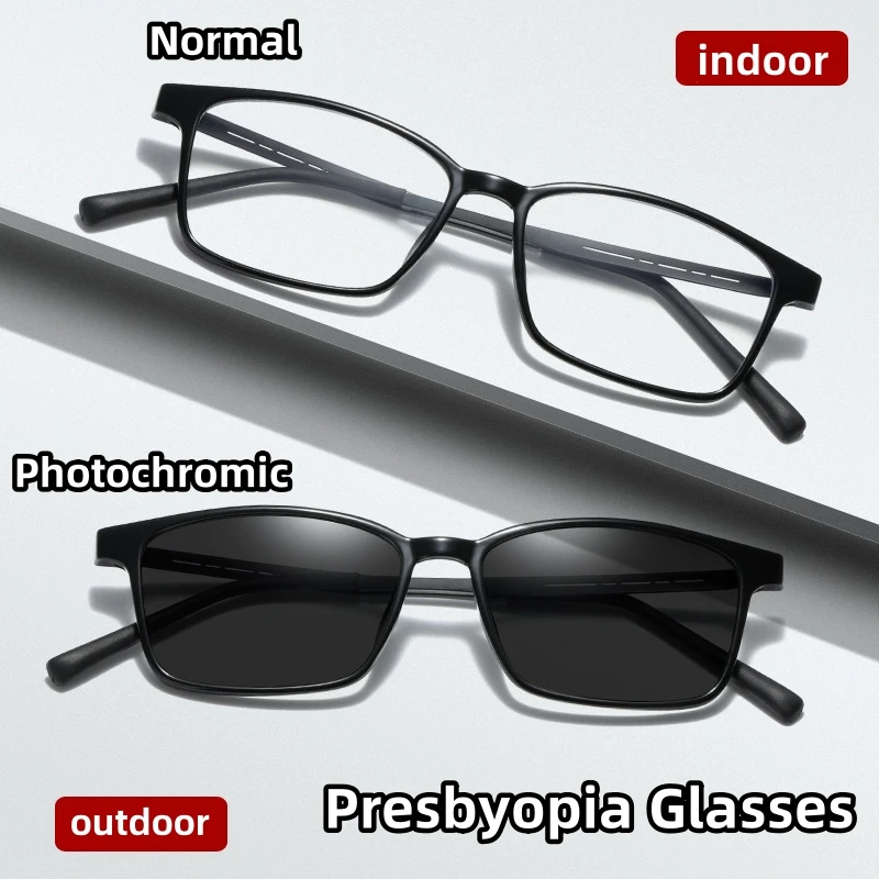 

Ultra Light Intelligent Photochromic Reading Glasses Retro Indoor and Outdoor Dual Purpose Eyewear Anti Blue Light Eyeglasses