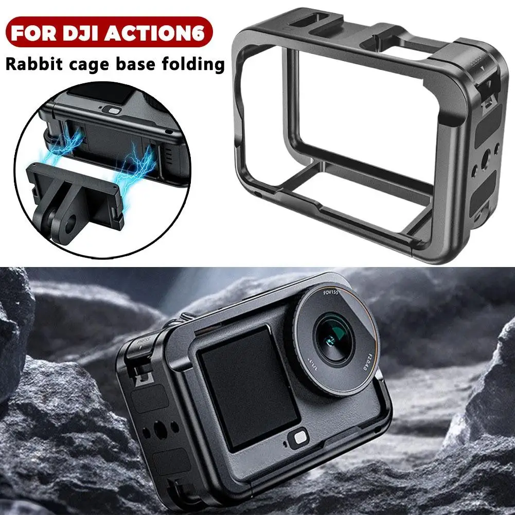 

Защитная рамка для DJI Action6 клетка для кроликов, складная шея, съемка первого человека, автомобильная присоска, аксессуары для экшн-камеры
