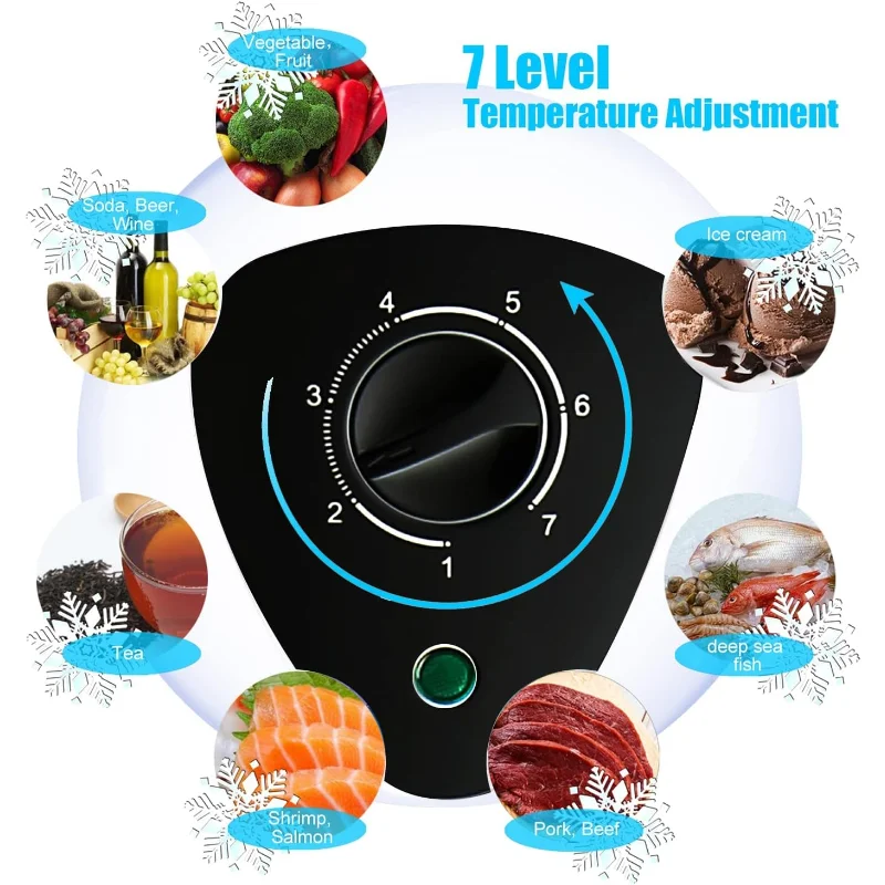 5.0 قدم مكعب، فريزر عميق للصدر، مجمدات مدمجة مع ترموستات قابل للتعديل، تبريد ضاغط الباب المفتوح