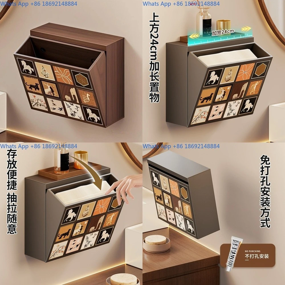 

Toilet wall tissue box, toilet paper drawing and organizing box, wall mounted toilet paper, flat paper storage rack