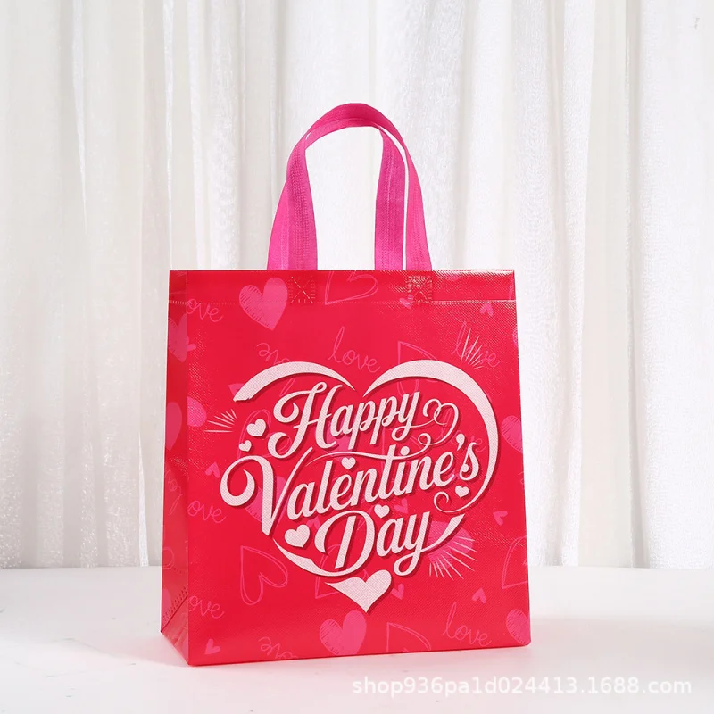 

Hot Sale Valentine's Day Gift Bag, Nonwoven Present Wrapping Pouch for Mall Shopping