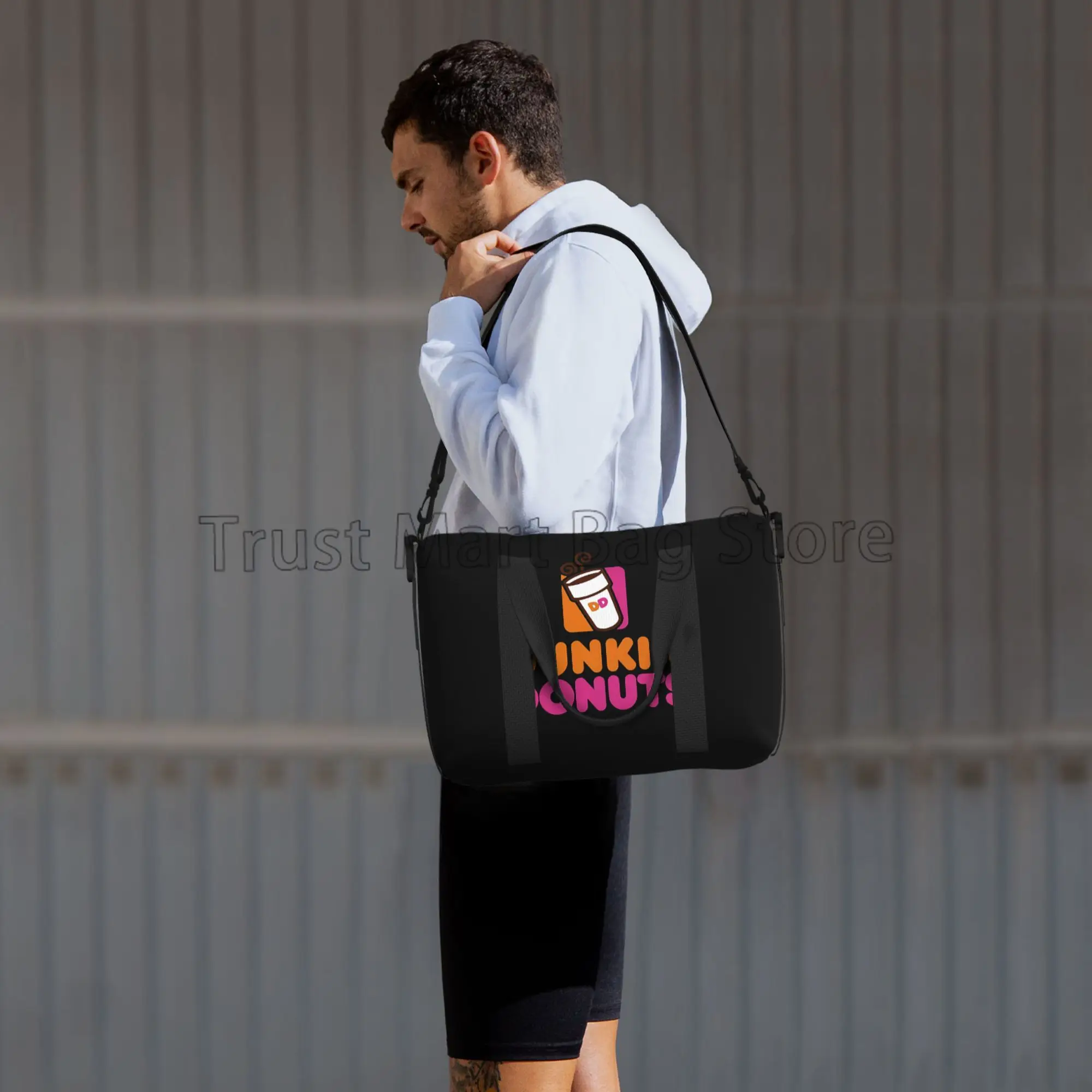 Sac de sport imprimé avec logo Dunkin matuts, sacs à main pour garçons et filles, sacs fourre-tout étanches pour femmes et hommes, sacs de voyage, salle de sport, plage, 03 utilisation