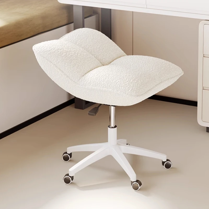 

Lamb Wool Cube Lift Chair Rotatable Vanity Stool Cream-Style Bedroom Dressing Chair Scratch-Resistant Popular Makeup Seat