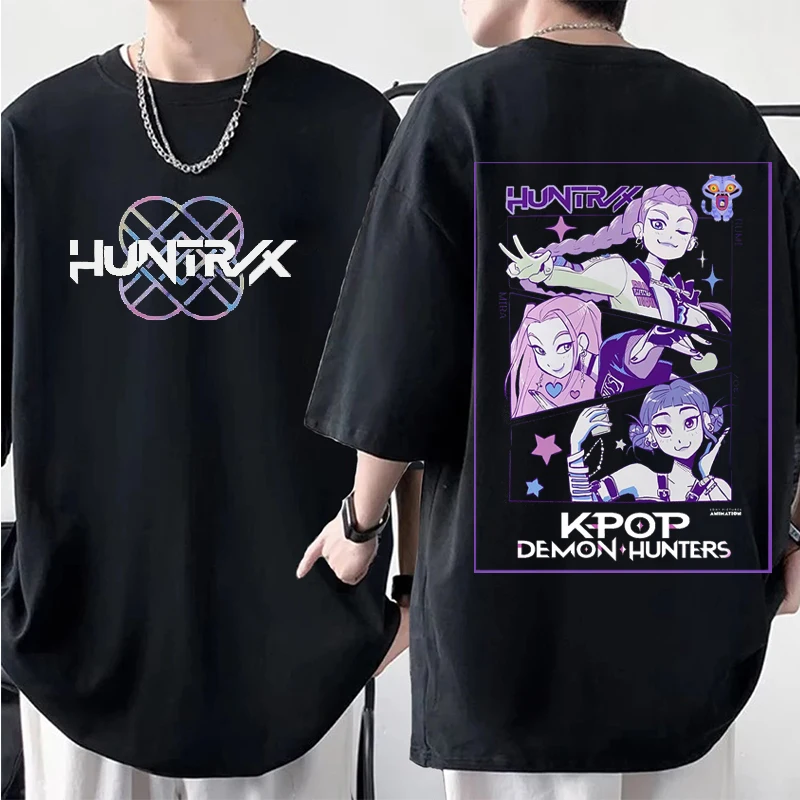 

Popular Anime KPop Demon Hunters Printed Men's Woman's T-shirt Street Clothing Harajuku Outside Couple's Tee Funny Oversize Top