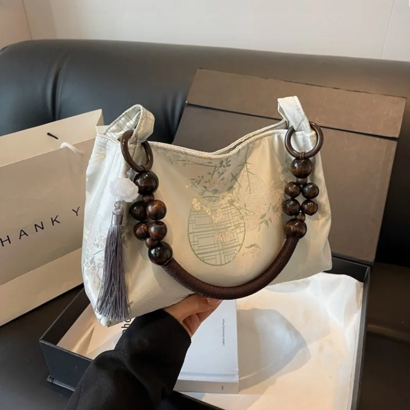 

Вышитая сумка в китайском стиле, классическая модная большая сумка, дизайнерская женская сумка Hanfu, регулируемая роскошная сумка Cheongsam для работы