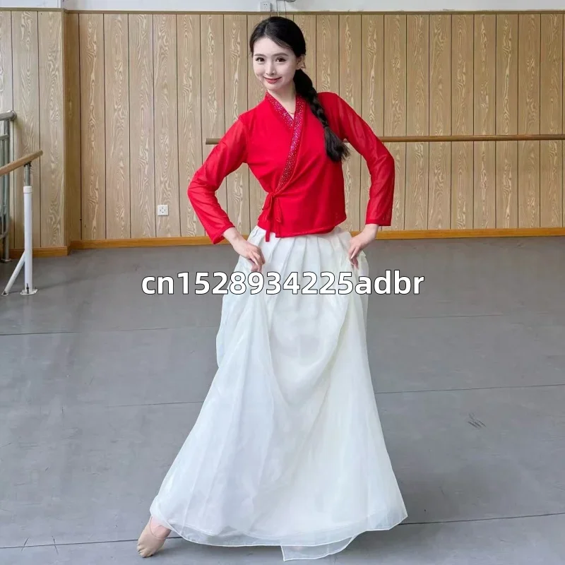 New Elegant Adult Korean Ethnic Dance Skirt Performance Costume Practice Training Skirt Ethereal National Stage Wear Ladies' Set