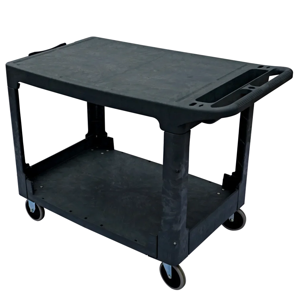 Three Tray Plastic Flat Top Shelf Service Utility Cart