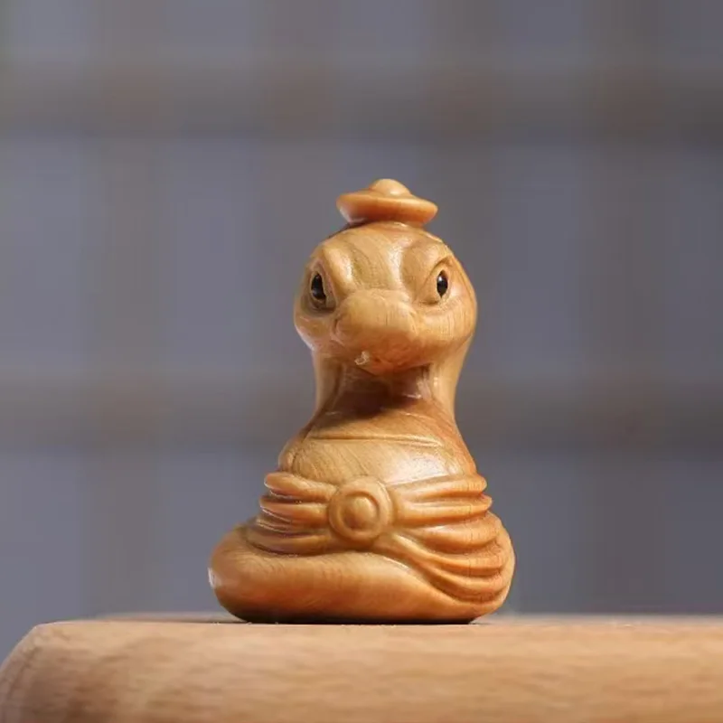 

Yuanbao Snake Cypress Wood Carving Decoration Crafts Home Tea Pet Desktop ornament