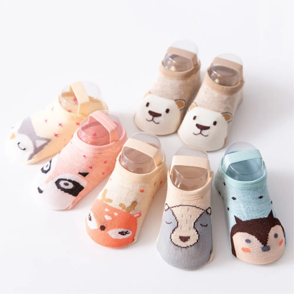 

Cartoon Baby Booties Toddler Socks Combed Cotton Soft Bottom Floor Antiskid Children Socks Ankle Animal Print Sock