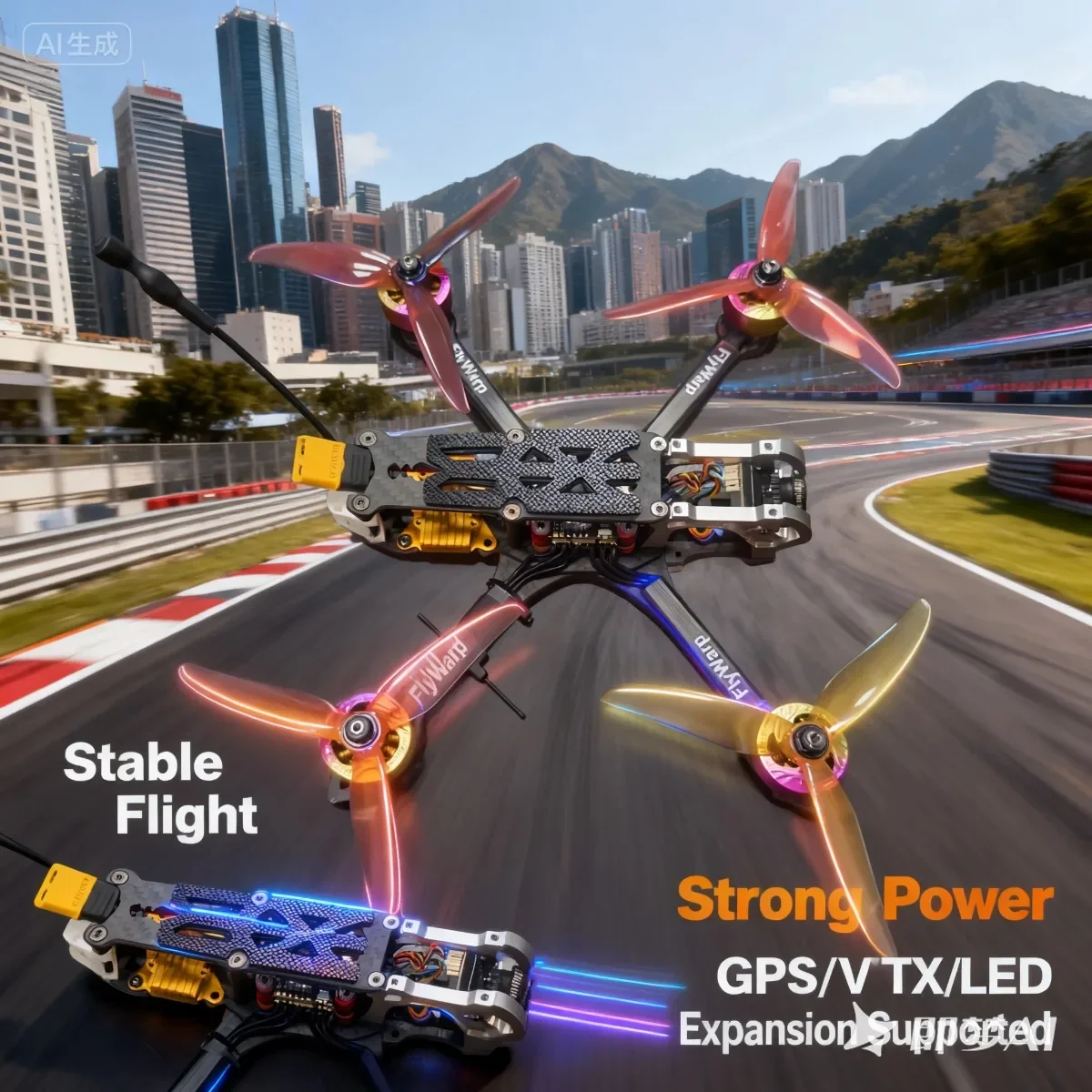 AvaCoreFlyWarp F405 Flight Controller Stack with 60A 4in1 ESC, ICM42688P Gyro,, for Betaflight iNAV, 30.5x30.5mm 6-8S FPV Racing