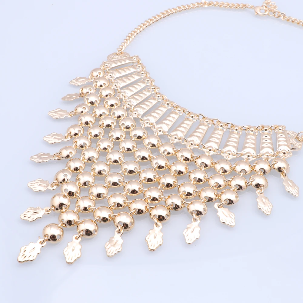 Fashion African Beads Jewelry Set Gold Color Wedding Women Bridal Accessories Dubai Necklace Jewelry Set For Wholesale Customer