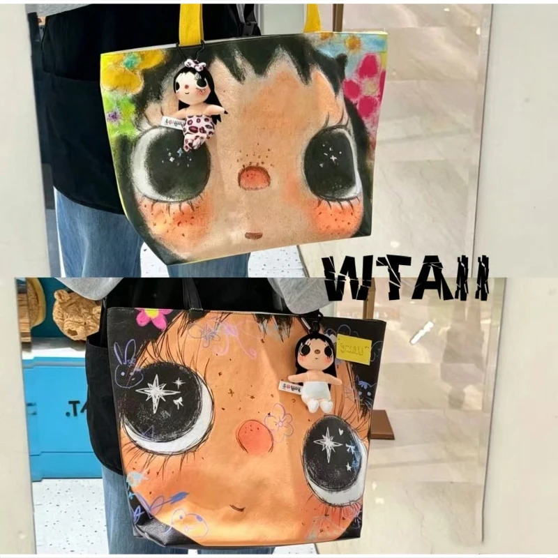 Star Eyes Cartoon Girl Print Umhängetasche, Damen-Einkaufstasche aus PVC mit großem Fassungsvermögen, leichte Einkaufstasche, Einkaufstasche für den Arbeitsweg – Detail 6