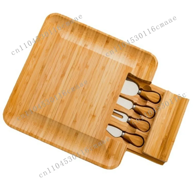 Portable Foldable Bamboo and Wood Cheese Board Kitchen Square Cheese Deli Board Household Snacks Party Fruit and Vegetable Meals