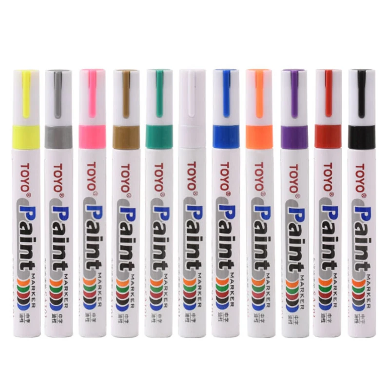 قلم علامة زيتية لإطارات عجلة السيارة مقاوم للماء ، علامة طلاء دائمة لا يتلاشى ، أقلام تحديد جرافيتي ، مستلزمات مكتبية