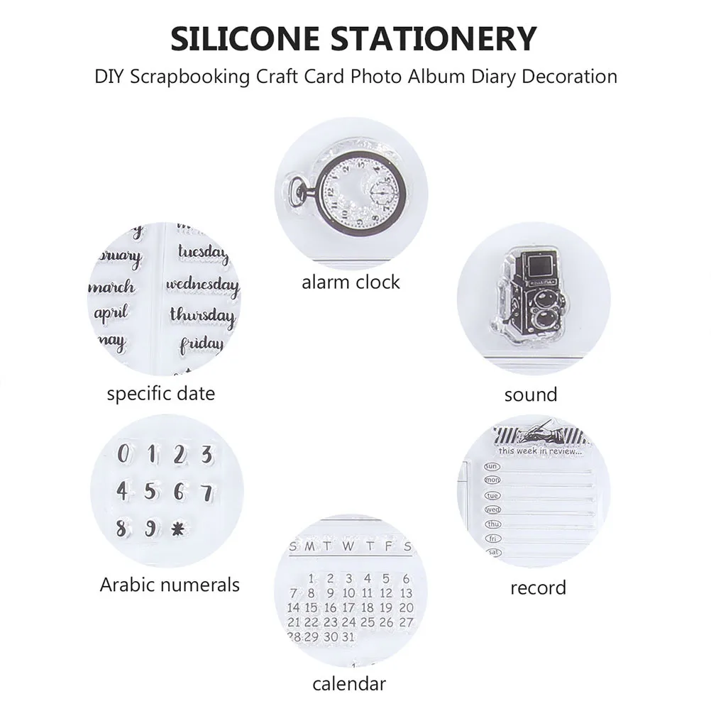 

4pcs Calendar Stamps Transparent Diy Scrapbook Stamper Reusable Silicone Drawing Tool For Making Decorative Seal